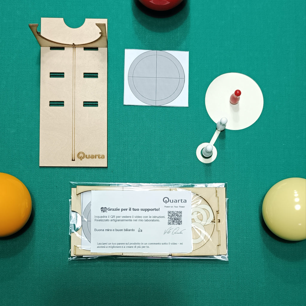 Kit Mira Professionale in Legno con Bilie Fantasma – Allenamento Visivo per Biliardo Internazionale (Made in Italy)